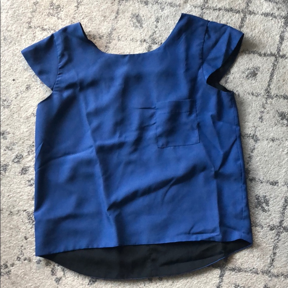 Blue and black blouse Sz S